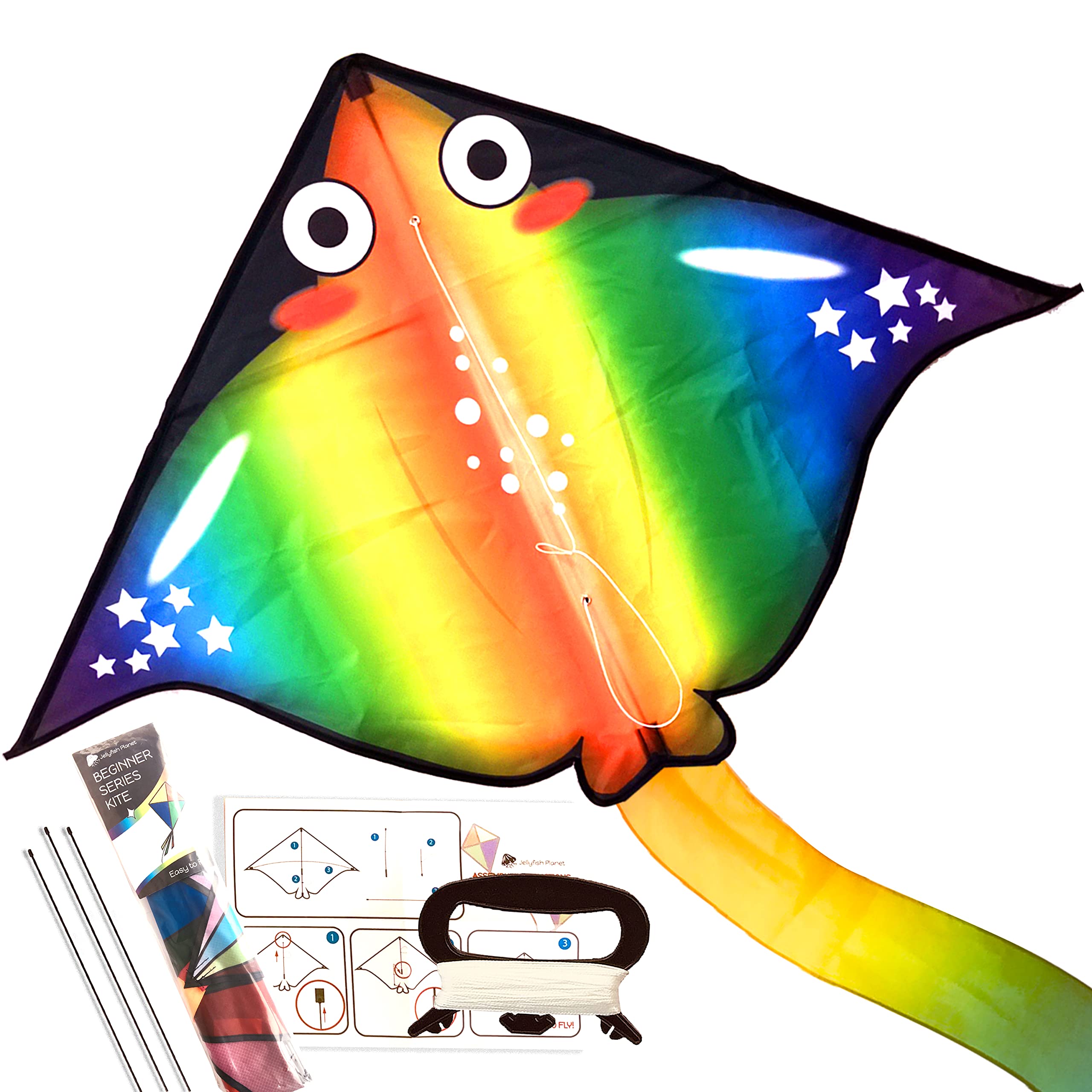 Buy Jellyfish Beginner Rainbow Kite, Easy to Fly. Best Delta