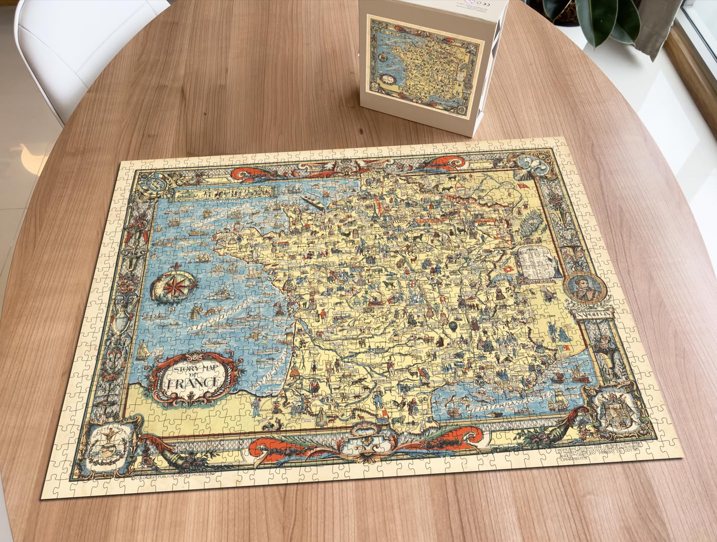 Puzzle adulte de 1000 pièces | 1936 | Carte d'histoire de France | Fait main | Jeu de puzzle pour adultes