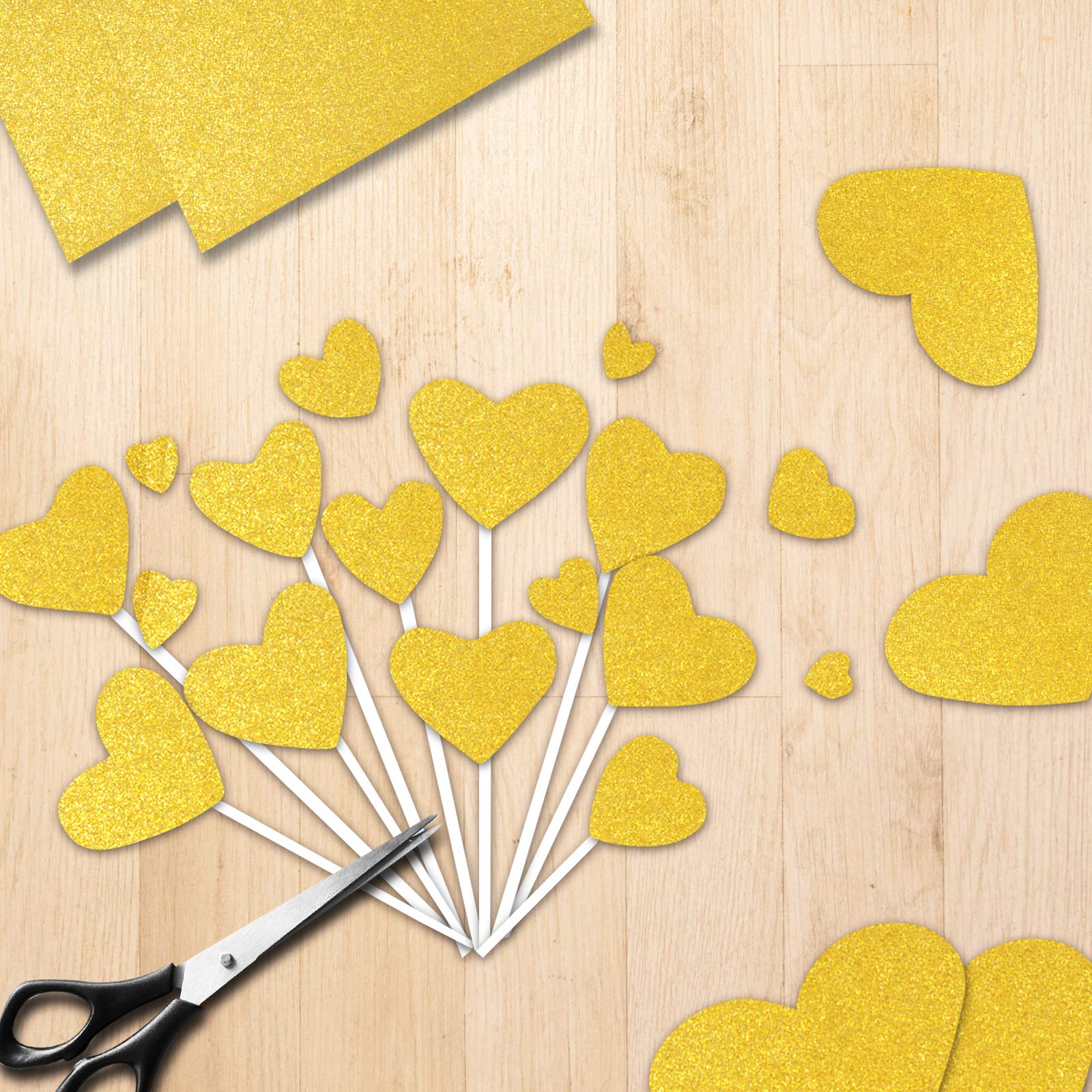 Gold Glitter Cardstock, 60Pcs Gold Glitter Paper for Cricut, Gold Card