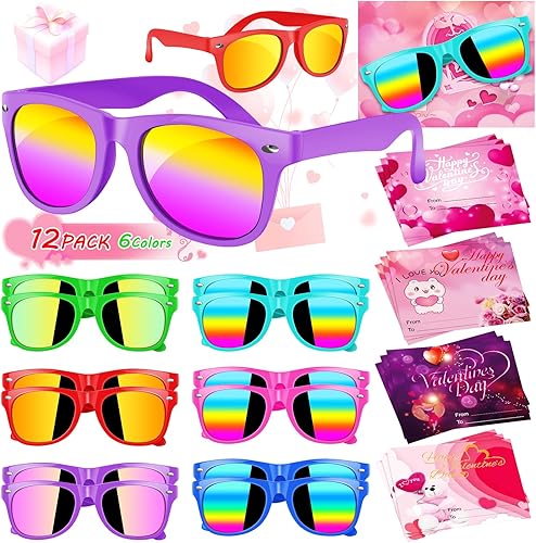 Miniatura 1 de Regalos del día de San Valentín para niños en el aula, gafas de sol para niños a granel, paquete de 12 lentes de sol para niños, recuerdo de fiesta
