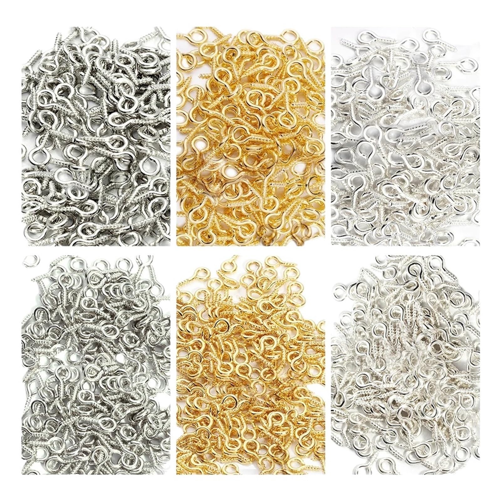 Wkręcane haczyki 300 szt. Oczka gwintowane zatrzaski ze stali nierdzewnej haczyki półprodukty do biżuterii do robienia majsterkowania(Gold,8mm)