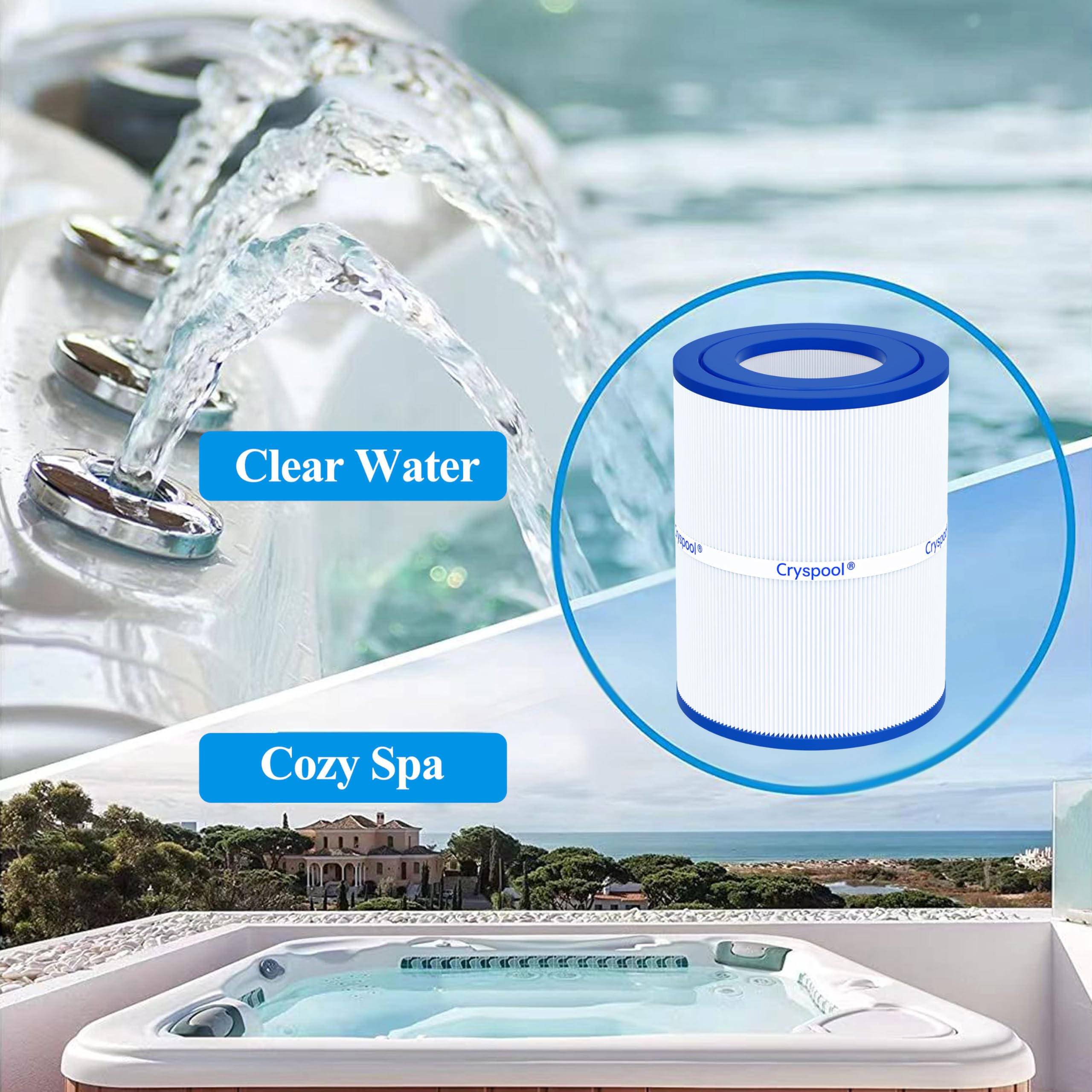 Cryspool® PDM28 filtr kompatybilny z filtrem spa Aqua Crest PDM28 461273, Dream Maker, wkład filtrujący spa 28 m2, 2 szt