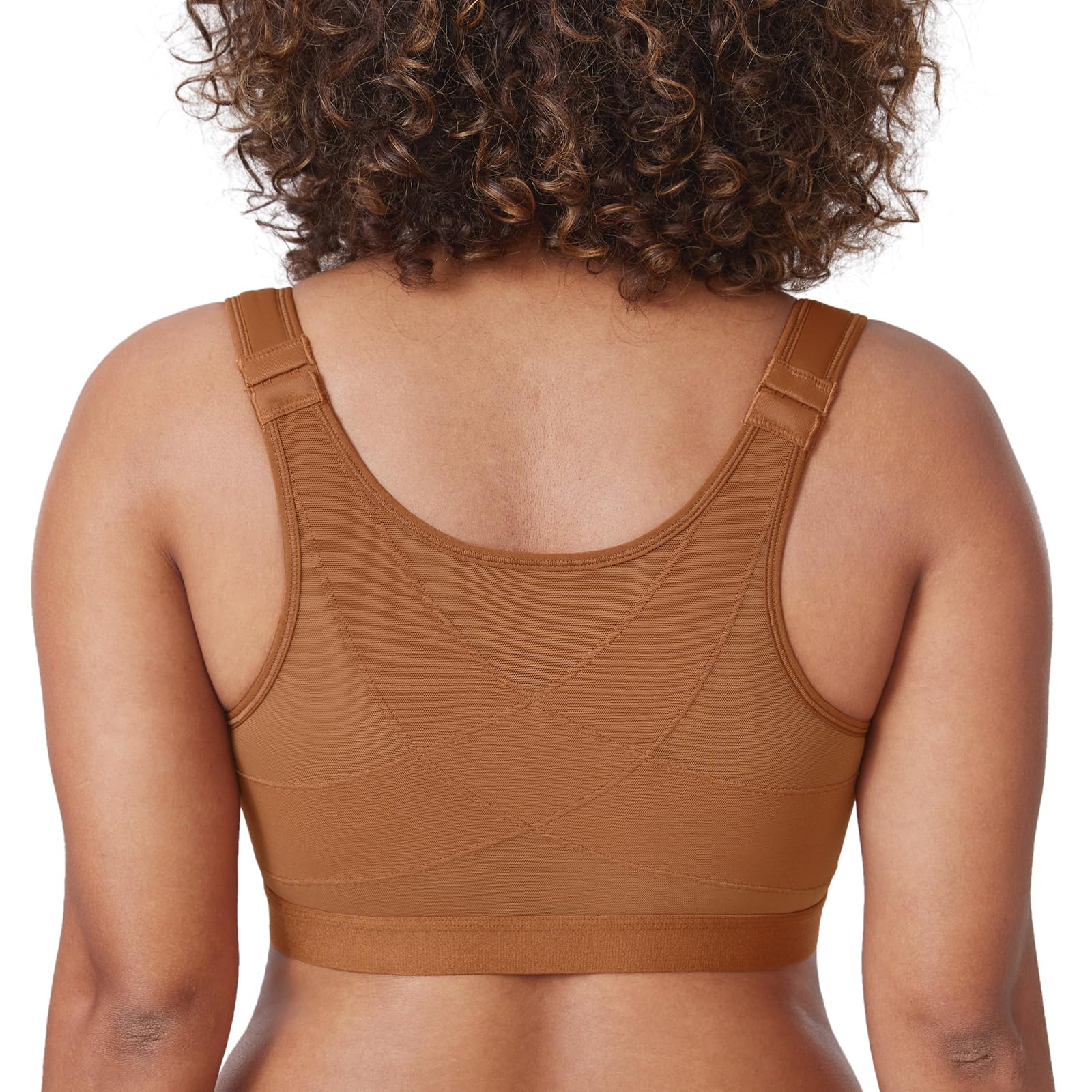 DELIMIRA Women's Full Coverage Front Closure Wire Free Back Support Posture Bra