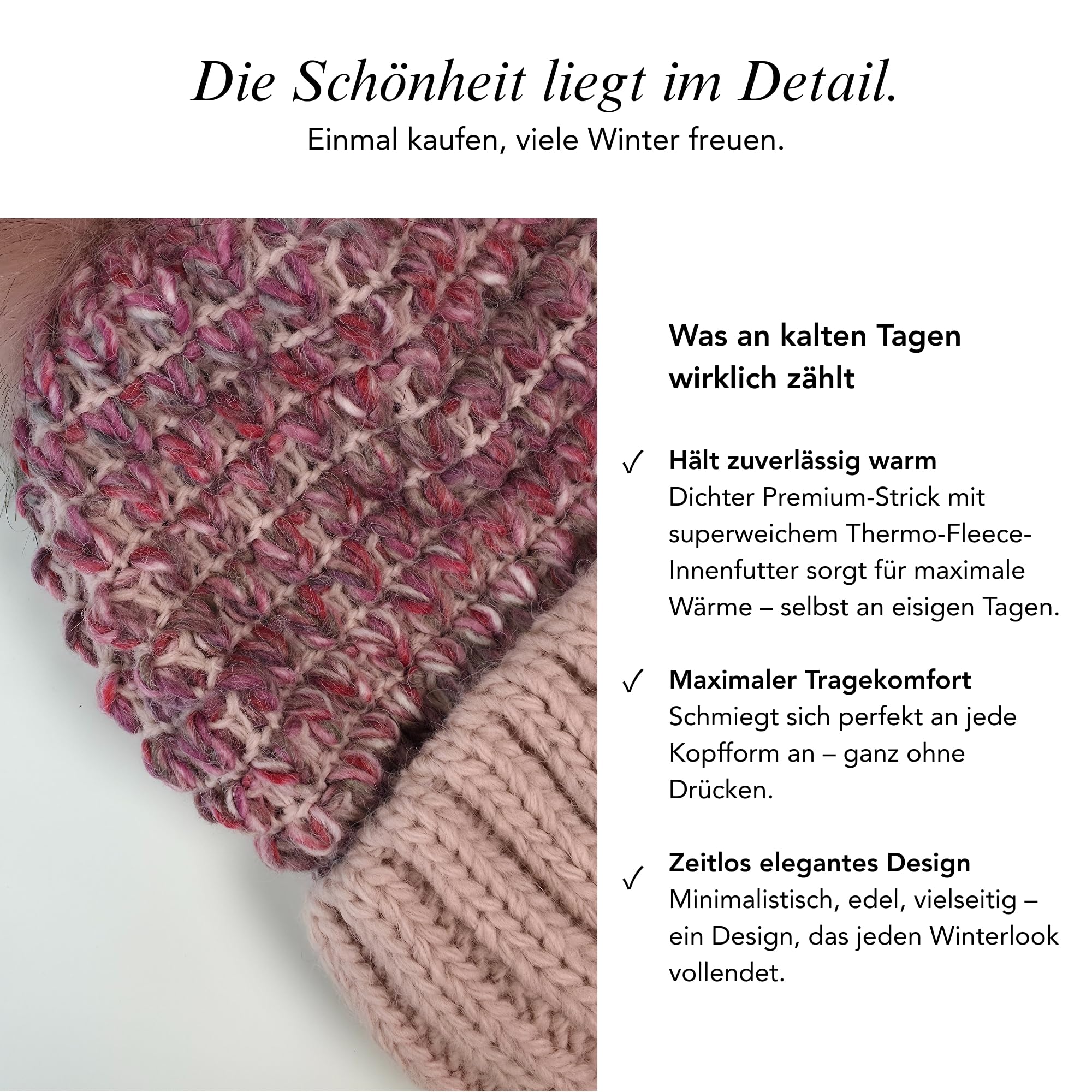 Baesics Bonnet tricoté avec pompon pour homme et femme - Bonnet d'hiver chaud unisexe avec doublure en polaire et pompon en fourrure synthétique - Taille unique - Style bonnet