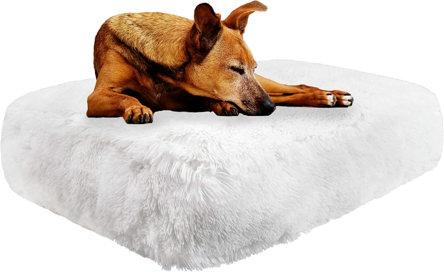 Bessie and Barnie Frosted Willow Extra Plush Shag Faux Fur Luxury Sicilian Rectangle Pet/Dog Bed (Multiple Sizes)