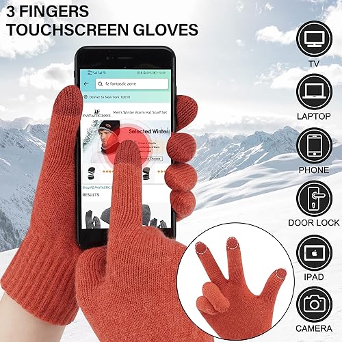 Miniatura 3 de Gorros de invierno cálidos para hombre y mujer, bufanda de cuello largo, guantes para pantalla táctil, gorro de calavera de punto, bufandas, regalos