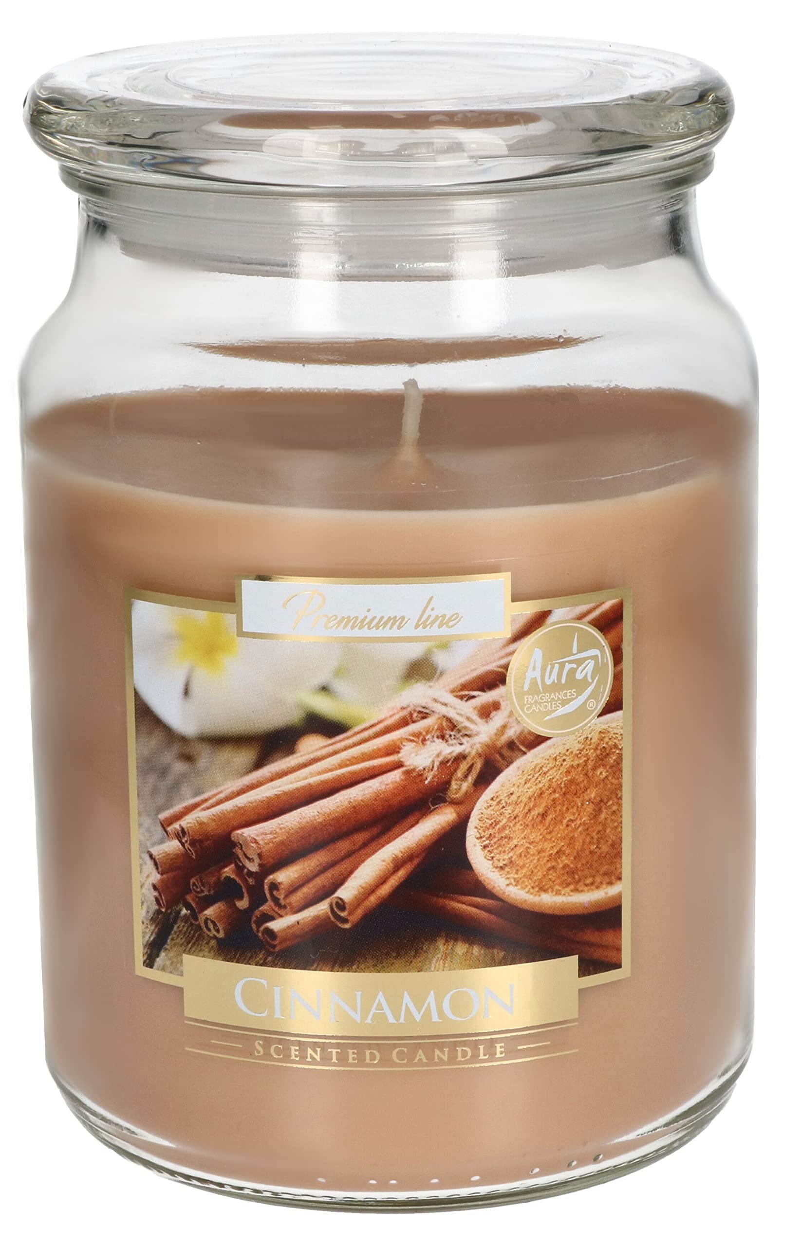KOTARBAU® Vela aromática en tarro de cristal con tapa, Idea de regalo, Vela en frasco para aromaterapia, Decoración del hogar, Duración prolongada, Fragancia, Grande, Canela