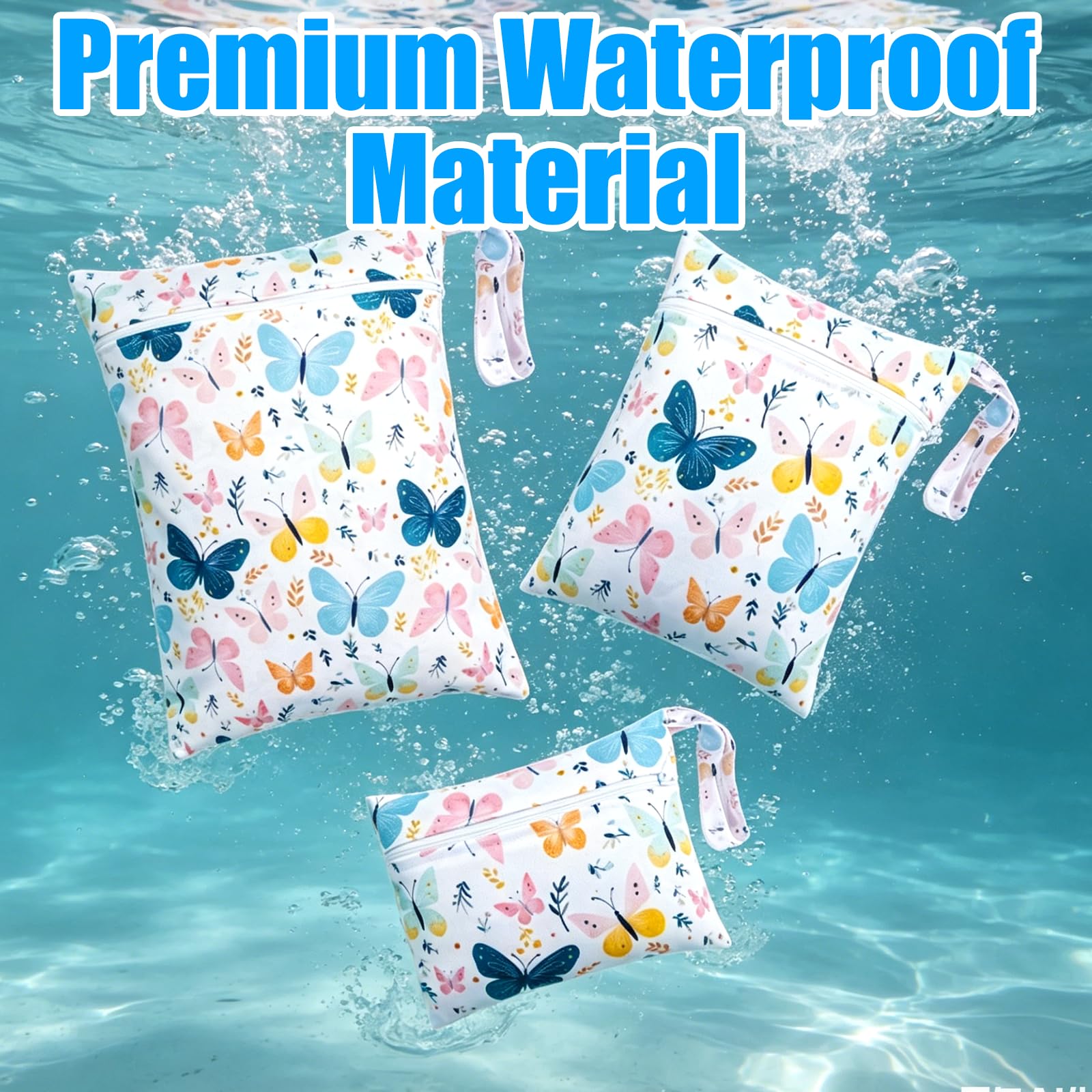 3 Pièces Sacs à Couches Lavables, 3 Tailles Wetbag, Sac Maillot de Bain Mouillé avec Poignée, Sac Étanche Couche, Imperméable et Lavable, pour Vêtements, Affaires Bébé, Natation, Voyage, Plage