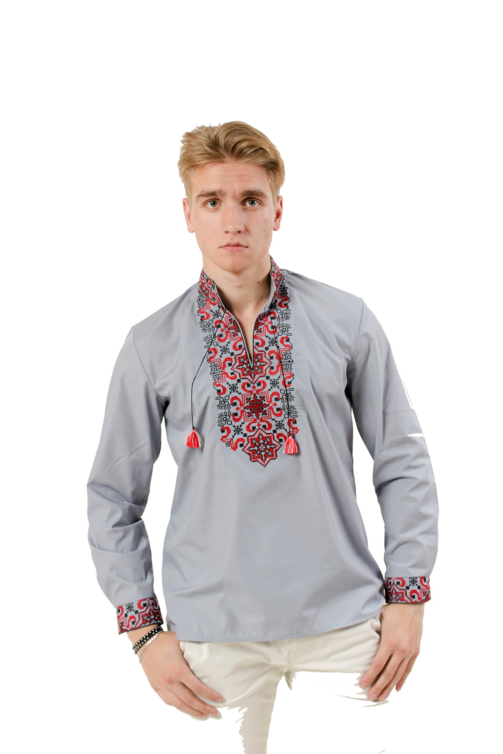 Men Ukrainian Embroidered Half Sleeve Shirt Ethnic New Traditional