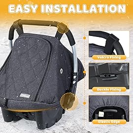 Orzbow Winter Carseat Cover for Baby, Infant Car Seat Cover Compatible with Doona Car Seats, Zipper Access, Breathable, Rain, Snow and Wind Proof, Winter Baby Essentials Carrier Canopy, Dark Grey
