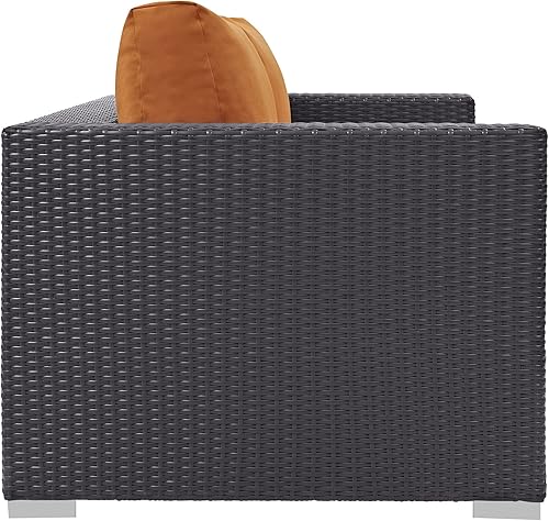 Vista 206 de Modway EEI-1911-EXP-ORA Convene - Muebles otomanos cuadrados de tela para patio, muebles de exterior, color naranja espresso Espresso Naranja