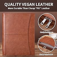 Vista 7 de Cartera personalizada de cuero vegano con bolsillo frontal para hombres y mujeres, carpeta con cremallera personalizada para cuaderno de 8.5 x 11