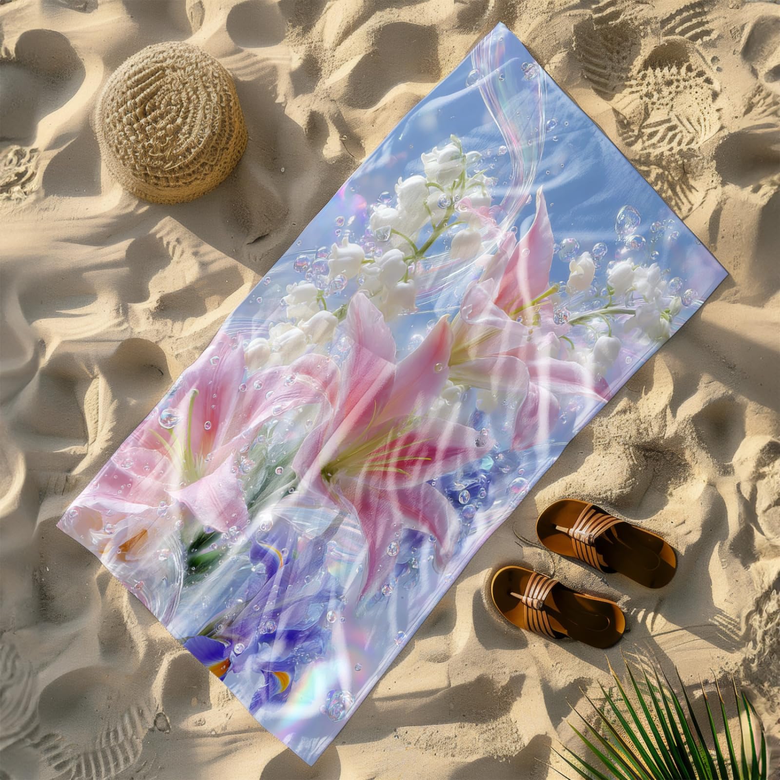 Générique Serviette Microfibre Plage Fleurs Roses
