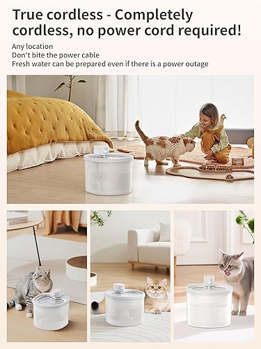 Miniatura 2 de Fuente de agua inalámbrica para gatos, fuente de agua para mascotas de 2.5 L, dispensador automático inalámbrico de agua para gatos, perros,