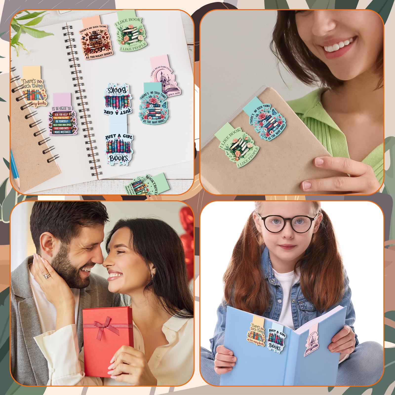 Magnetische Lesezeichen für Buchliebhaber, Geschenke – Wxiben 8 Stück, lustige Lesezeichen, magnetisch für Frauen, Bücherwurm, Lesezeichen, Magnete, Seitenmarkierer, Clip für Frauen, Männer, Lesen