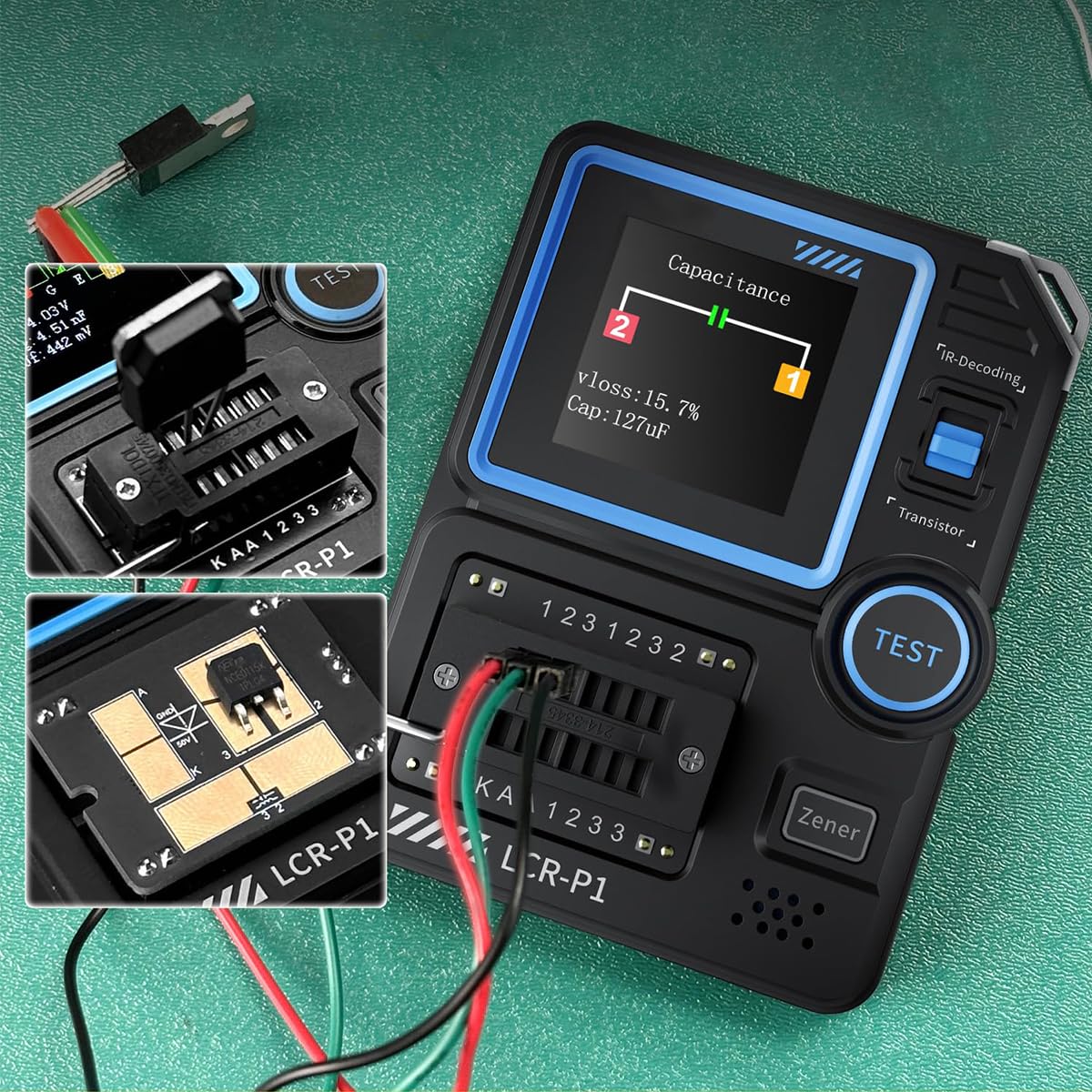 Testeur de transistor multifonction : MOSFET, condensateur, CMS, testeur de composants électroniques pour diodes, triodes, ESR, NPN, PNP – LCR-mètre avec fonction anti-brûlure