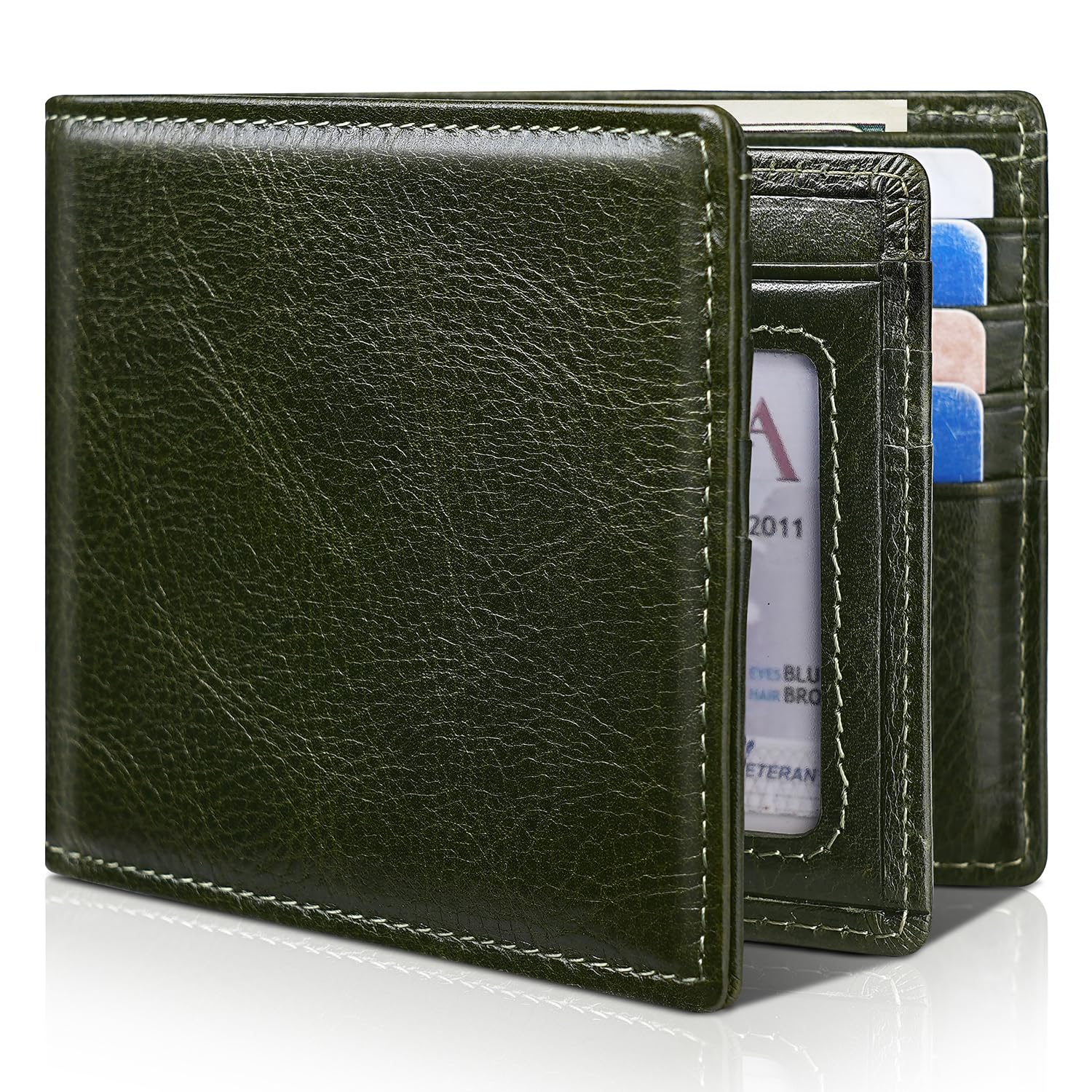 Artpaxy Mens Wallet Bifold Genuine Leather RFID Blocking Wallet for Men with 1 ID Window 15 Card Holders 2 cash pockets 1 Gift Box