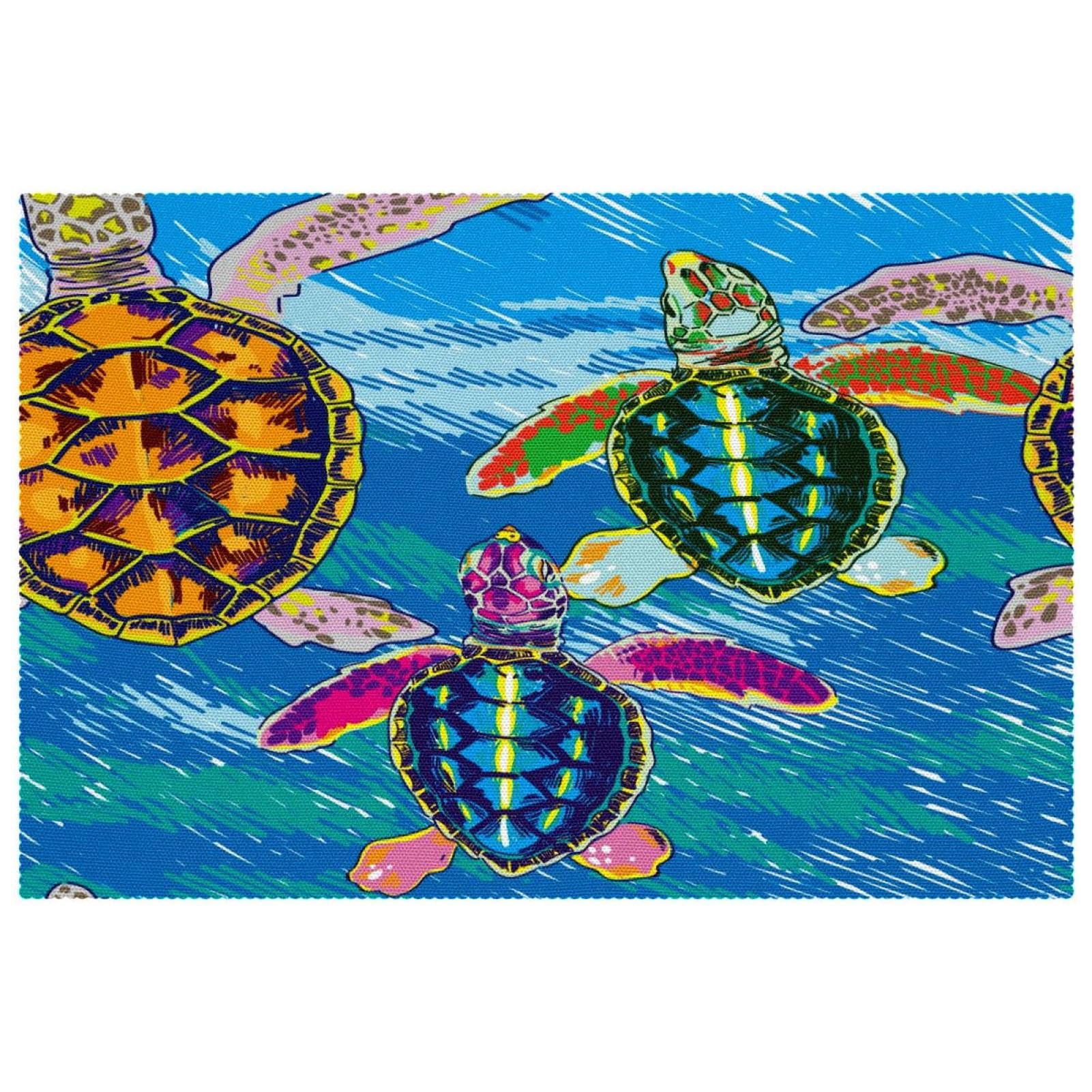 Set de table tortue aquarelle antidérapant grand format résistant 6 pcs