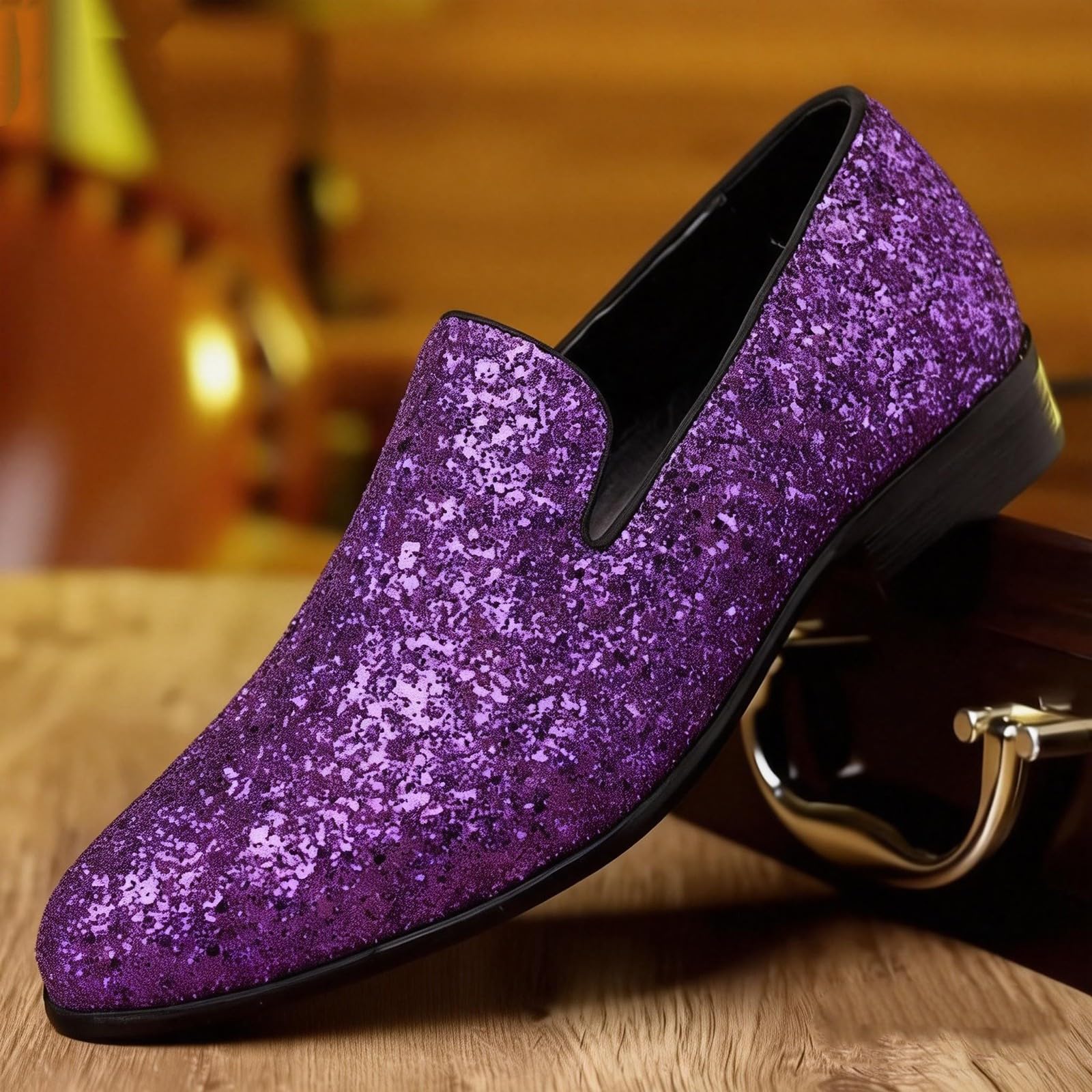 Zapatos con purpurina para mujer con tacón: mocasines plateados con lentejuelas, zapatos de baile transpirables para mujer, zapatos cómodos para correr con tacón de bloque, zapatos brillantes, zapatos