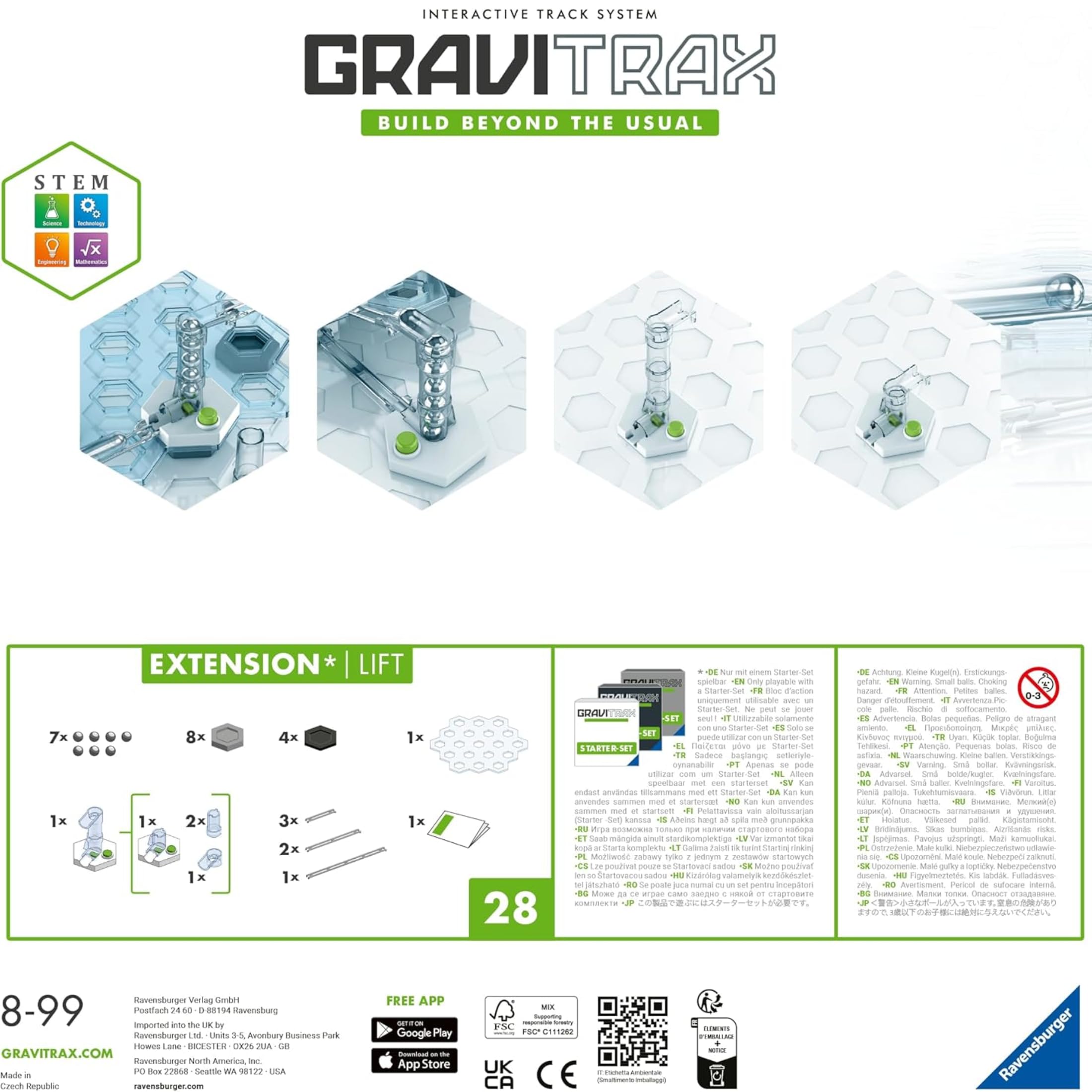 Ravensburger - Gravitrax Lift | Circuito Canicas Con 28 Piezas | Rompecabezas Niños Con Canicas | Juegos Para Niños De 8 Años | Juegos Mesa Compatibles Con Todos Los Gravitrax