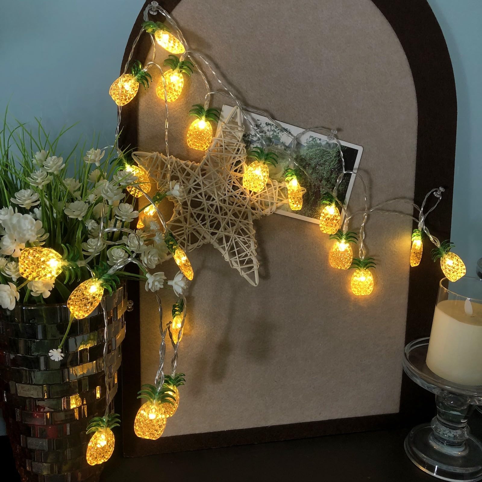 Riaxuebiy Cute Pineapple String Light LED Pineapple Fairy Lights Battery Powered Night Mood Light for Home Party Garden Christmas Patio Decoration (3m/20led)