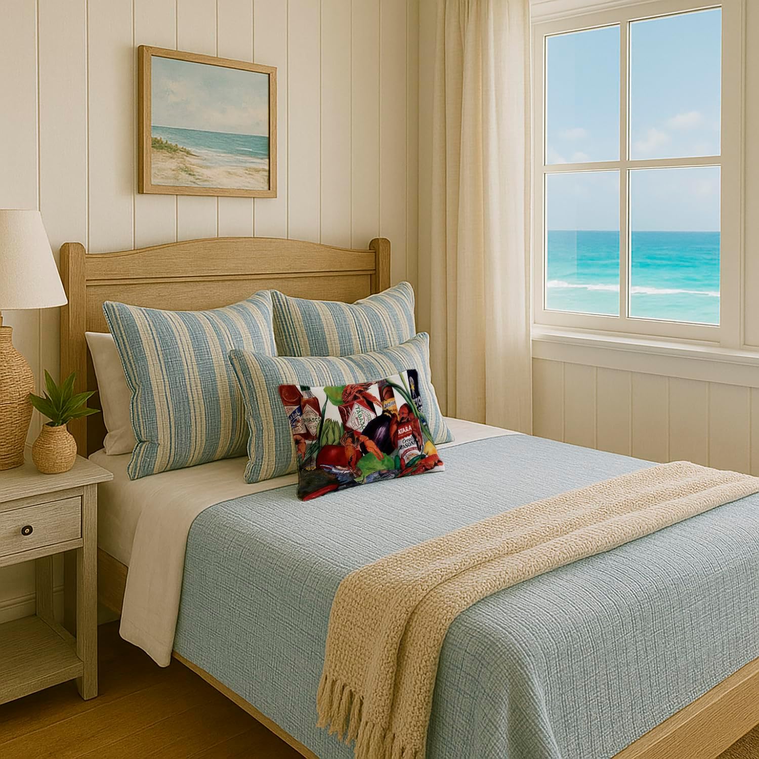 Caroline's Treasures 8131PW1216 Louisiana Spices Canvas Fabric Decorative Pillow Machine Washable, Indoor Outdoor Decorative Pillow for Couch, Bed or Patio, 12HX16W