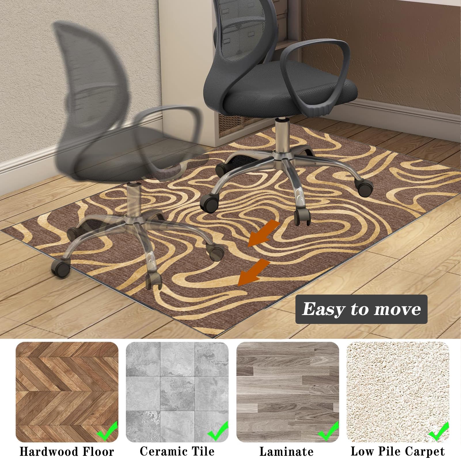 JaevKwzy Chair mat for Hard Floors Heavy Duty Office Chair Mats for Carpeted and Hardwood Floor Carpet Protector Chair Mat Floor Mats Wood/Tile Protection Mat for Office & Home 70 x 100 cm - Image 5