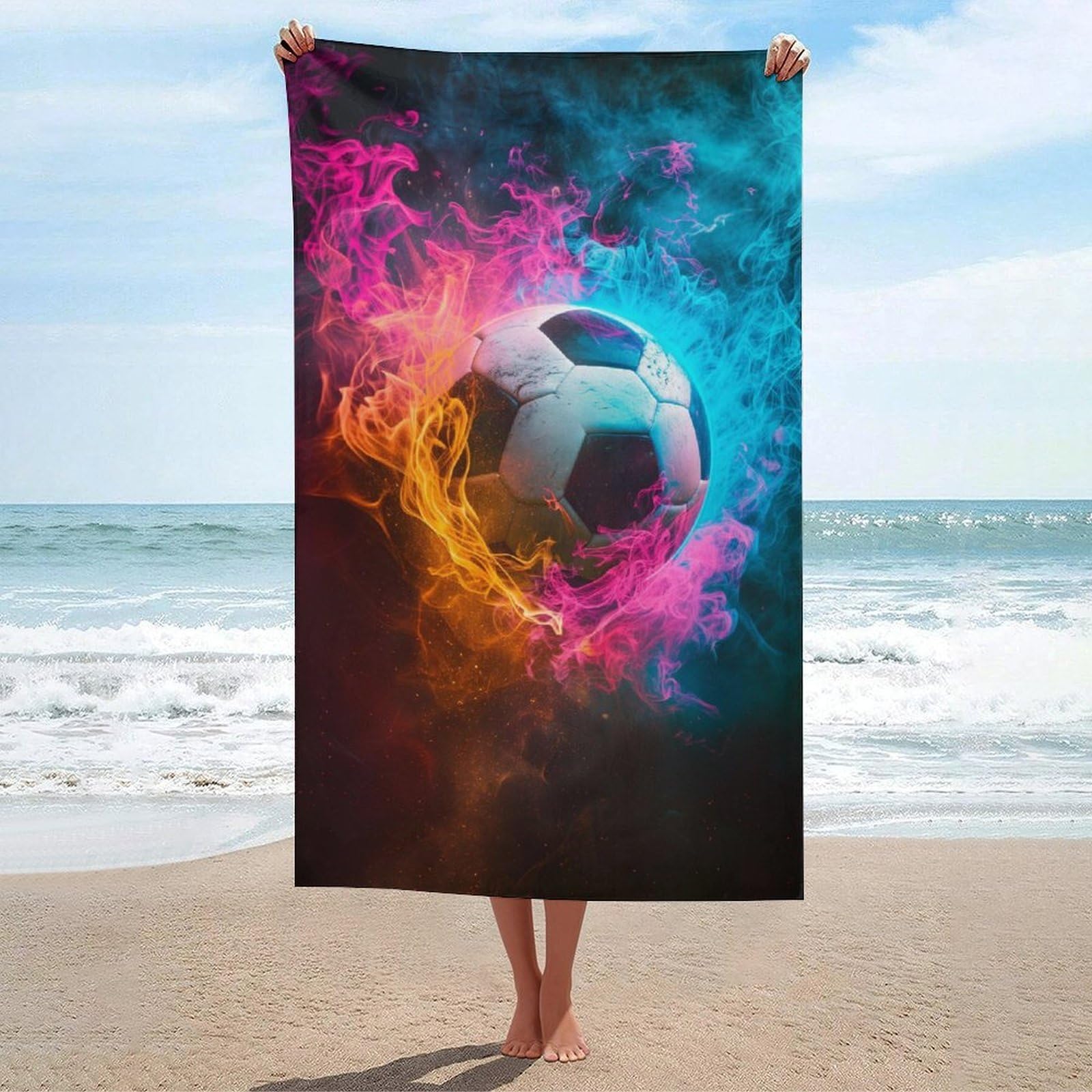 Serviette de plage grand format foot pour camping et voyage