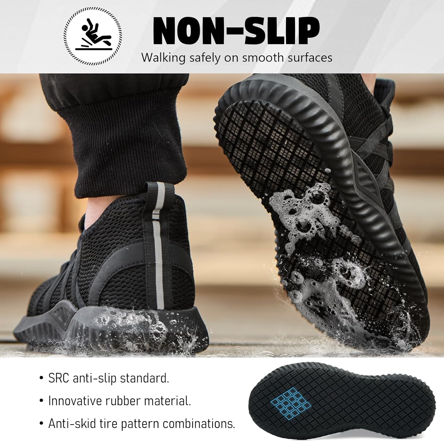 Steel Toe Shoes for Men Women Non Slip & Waterproof Safety Work Sneakers - Image 5