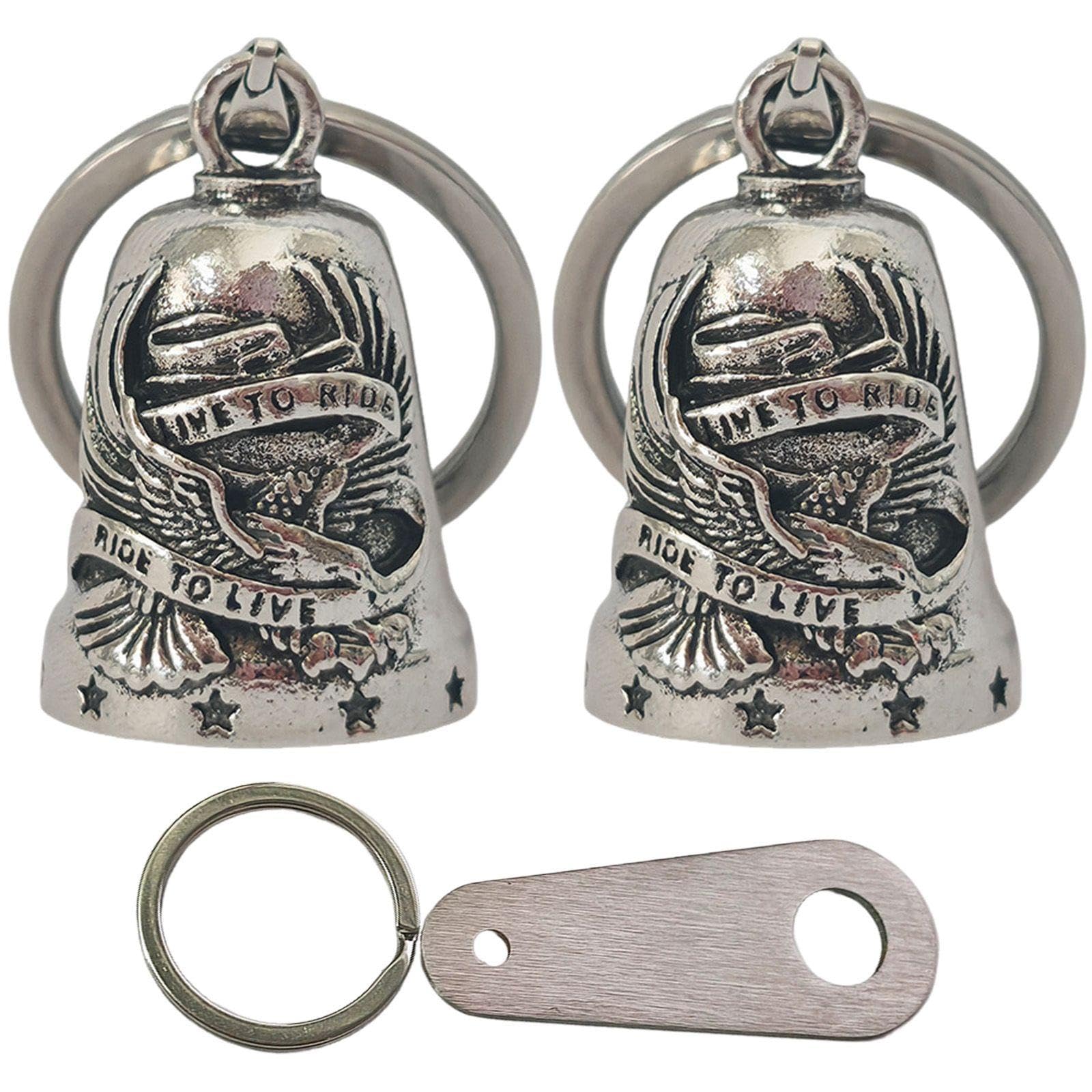 Gdfhbd Silver 2 Pieces Of Eagle Bells And 1 Piece Of Keychain, Practical Backpack Key Pendant, Riding Safety Guardian Jewelry, Suitable For Daily Wear By Motorcycle Riders.