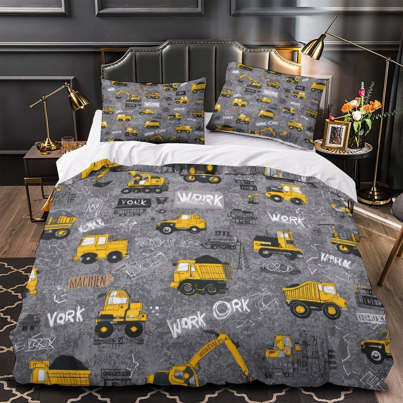 Parure de lit camions de chantier en microfibre haut de gamme ultra douce et respirante