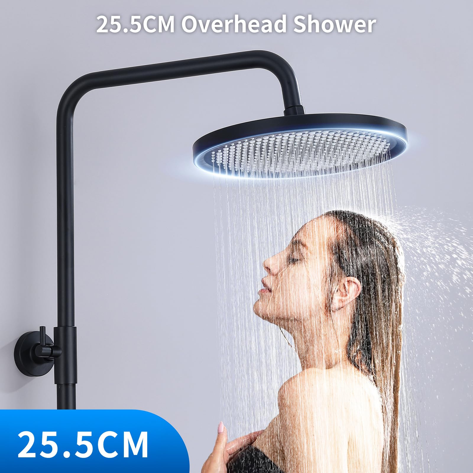 Sistema Doccia A Pioggia, Set Rubinetto Doccia Termostatico Nero - Foto 2