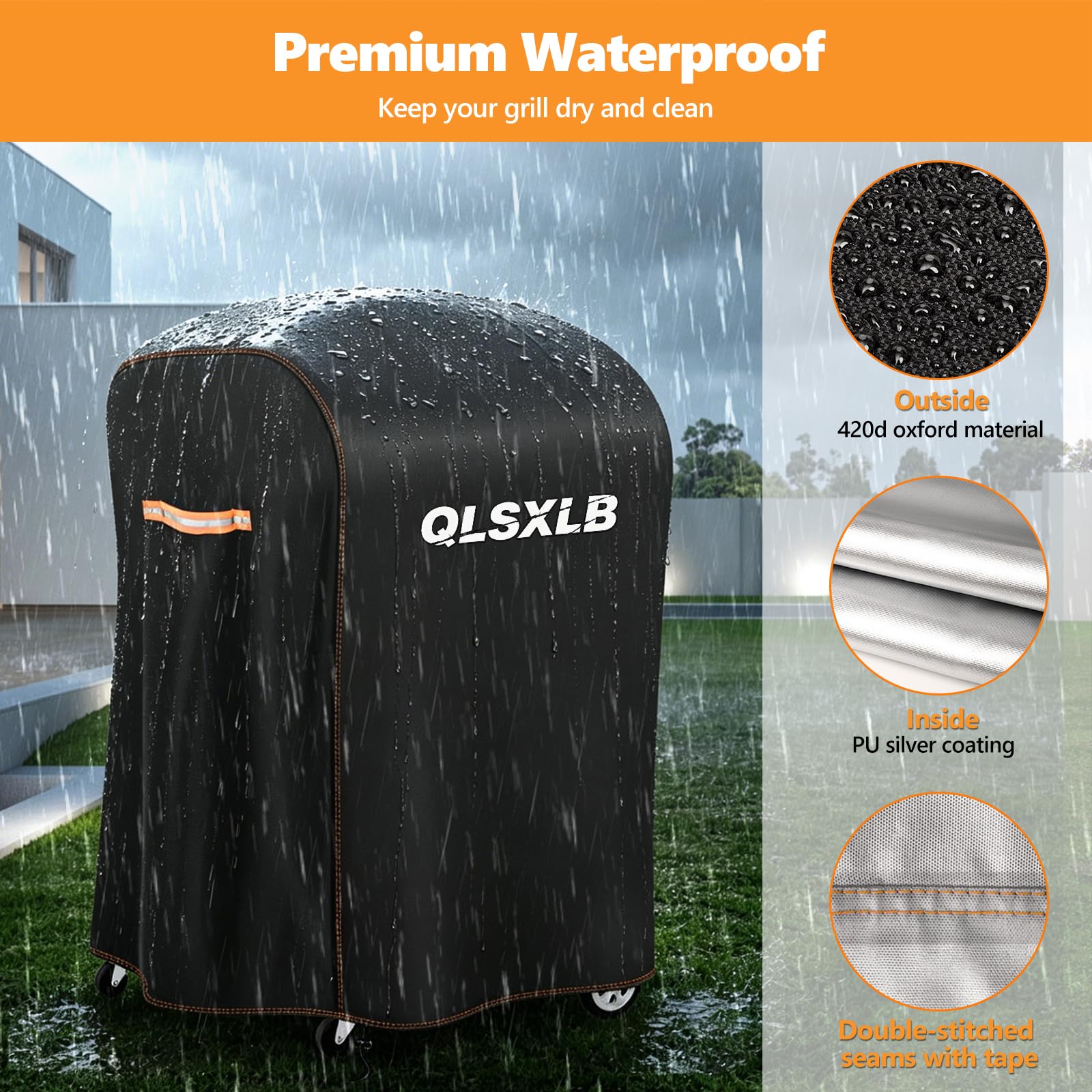 Copertura Barbecue Da Esterno, Tessuto Oxford 420D Copri Barbecue Impermeabile 77x70x110cm, Resistente Agli Strappi Telo Per Griglia Anti Polvere Neve Pioggia Sole Raggi UV Nero