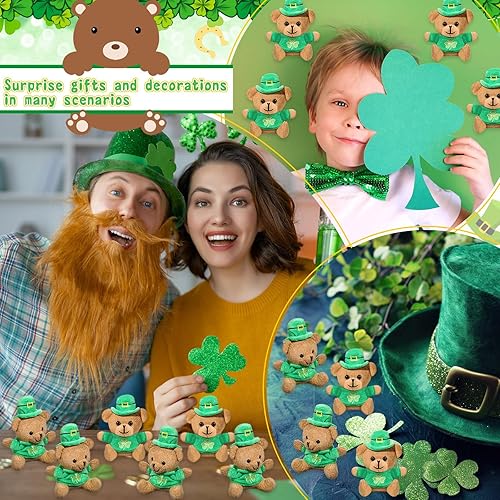 Miniatura 6 de 12 piezas de oso de peluche del día de San Patricio, mini oso de peluche, camisa bordada, oso de 4.7 pulgadas, pequeños recuerdos de fiesta para
