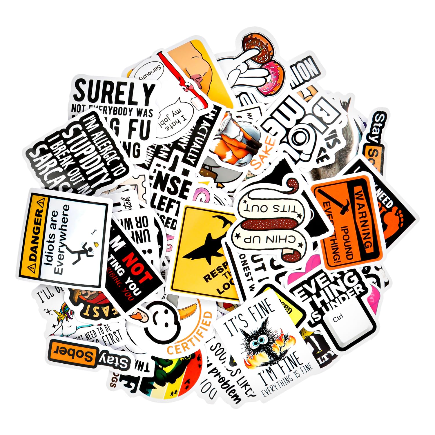 Hopzab Multicolor 130 Pcs Funny Meme Stickers – Waterproof Pvc Vinyl Stickers For Adults Sarcastic, Snarky, And Dark Comedy Decals No Repeats For Laptop, Water Bottles And More