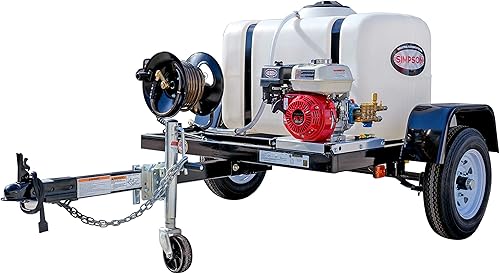 SIMPSON Cleaning 95000, sistema de lavado a presión a gas, móvil, con motor comercial Honda y remolque, Honda GX200 - 3200 PSI