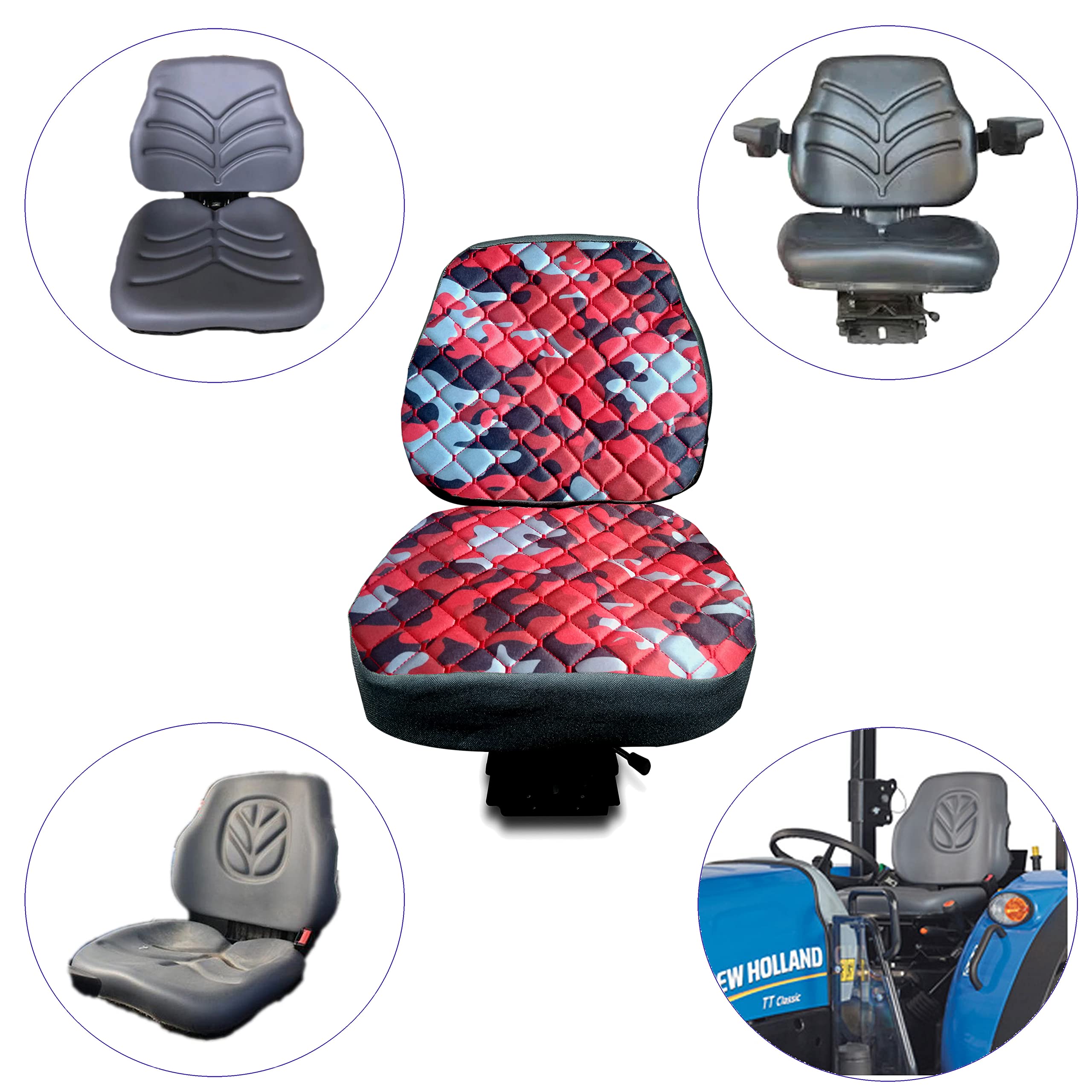 Coprisedile resistente per trattori tipo TT senza copertura del sedile del carrello elevatore della cabina (TT-100) (Impertex Red Camuflage)