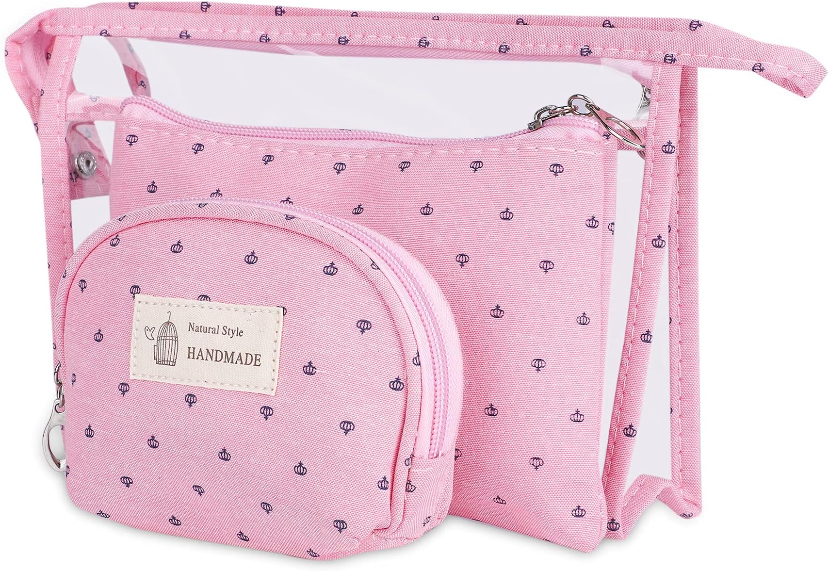NFI essentials 3 Pcs. Cosmetic Pouch Makeup Pouch Vanity Bag Travel Organizer Toiletry Pouch for Women Zippered Pouch Set, Large, Medium, Small Makeup Bag