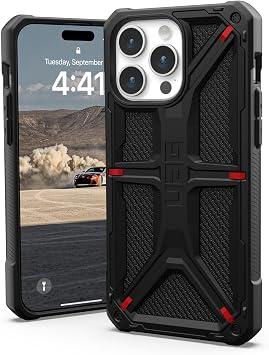 URBAN ARMOR GEAR UAG Case Compatible with iPhone 15 Pro Max Case 6.7" Monarch Kevlar Black Rugged Heavy Duty Military Grade Drop Tested Protective Cover