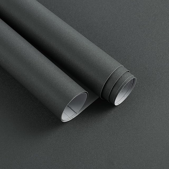 Timeet Dark Grey Self Adhesive Wallpaper Furniture Stickers Matte Contact Paper Peel and Stick Removable Waterproof Vinyl Film for Furniture Wall Table Shelf Liner 40cm x 300cm