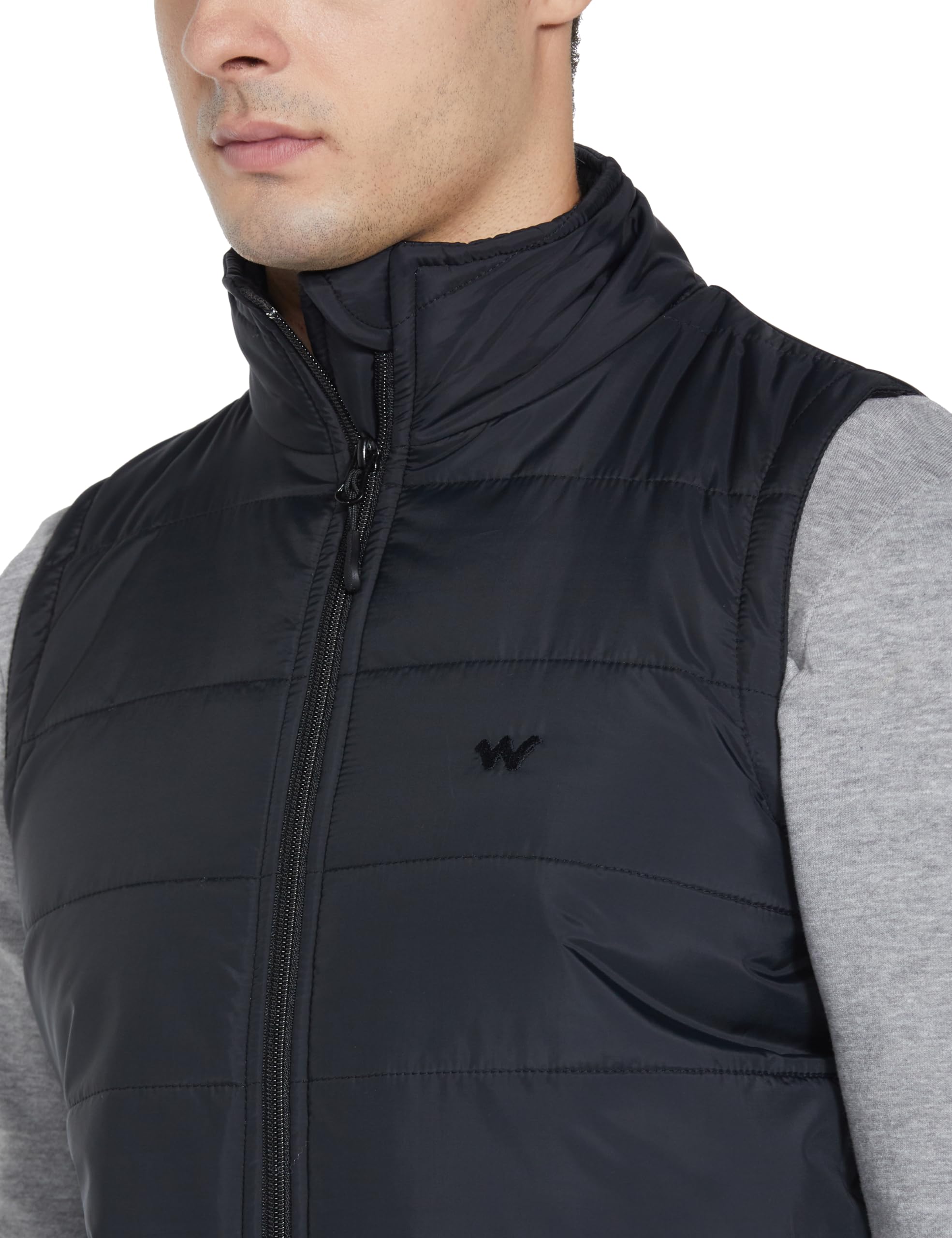 Wildcraft Men Alpine Solid Nylon Blend Collored Casual Quilted Vest, Full Sleeve - Regular fit, Black, M - Image 4 thumbnail