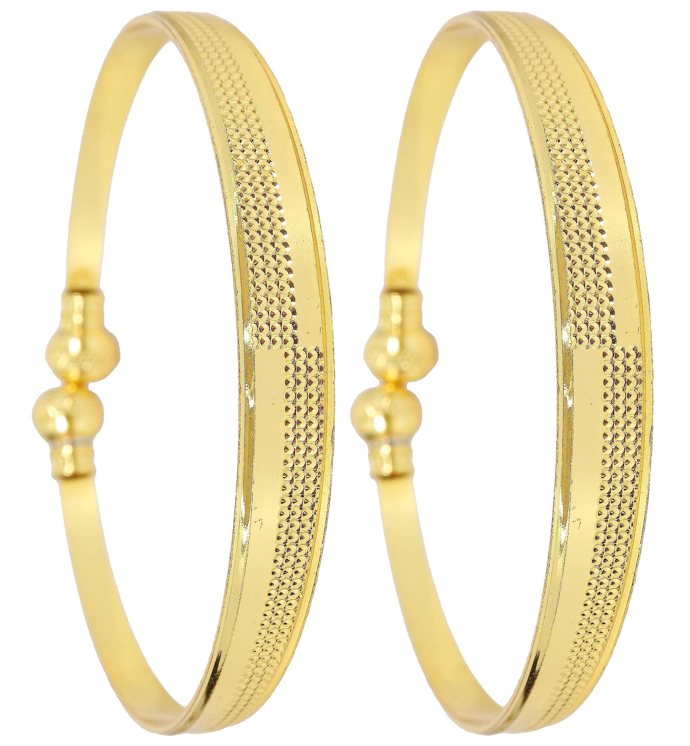 NMII Brass with Gold Plating Bangle Bracelet Set (Pack of 2), (NM_SAP3-620_SV-2.4 Inches), Pack Of 2 Bracelet Set (B0C94JN9PR) Amazon Price History, Amazon Price Tracker