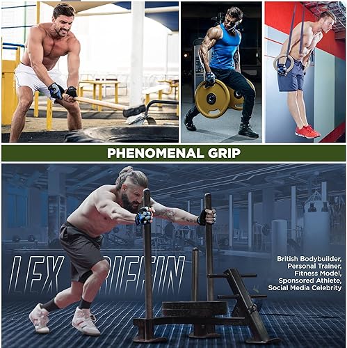 Miniatura 5 de RDX Guantes de levantamiento de pesas para gimnasio, entrenamiento de fitness, palma acolchada antideslizante, equipo de entrenamiento de fuerza