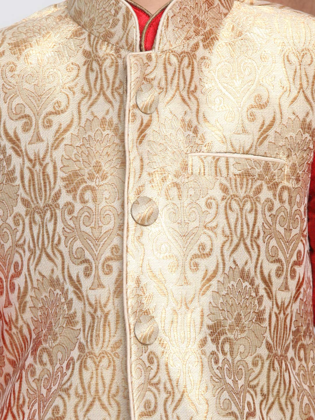 Jbn Creation Boys' Maroon And Gold Silk Blend Kurta, Ethnic Jacket And Pyjama Set_Vasbj024Rgnbk023Manprg_36