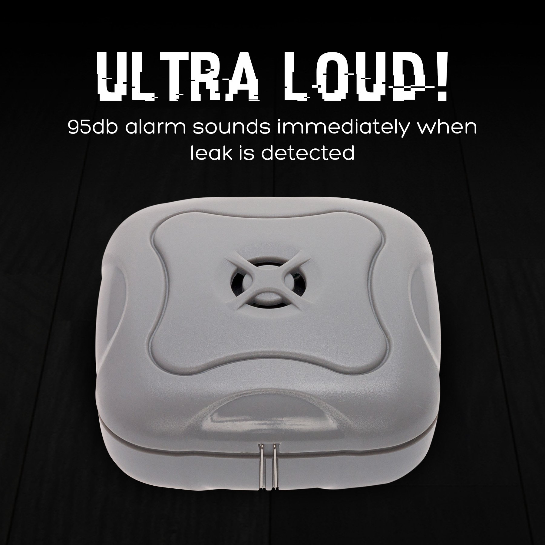 Mindful Design Rilevatore di perdite d'acqua, 95 dB, rilevazione delle inondazioni, sensore di allarme per bagno, cantina, lavanderia, garage, soffitte e cucine, 4 pezzi