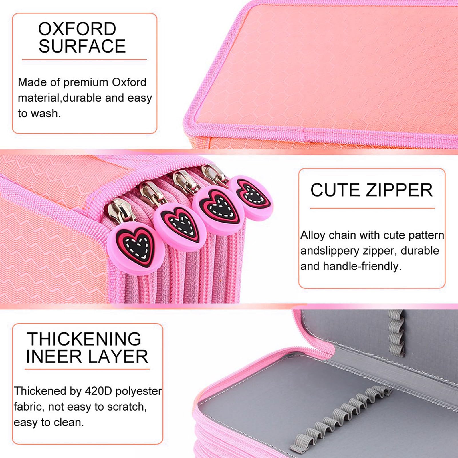 Astuccio Portamatite per 72 Matite Portapenne Astuccio Scuola Super Grande 4 Strati Portamatite Caso Utilissimo Astuccio per La Scuola (Senza Matita) - Rosa