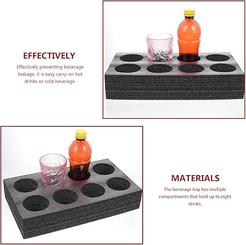 Miniatura 8 de STOBOK Bandeja portadora de bebidas de espuma, bandeja de fijación para tazas de café, soporte para tazas de café, soportes negros para tazas para