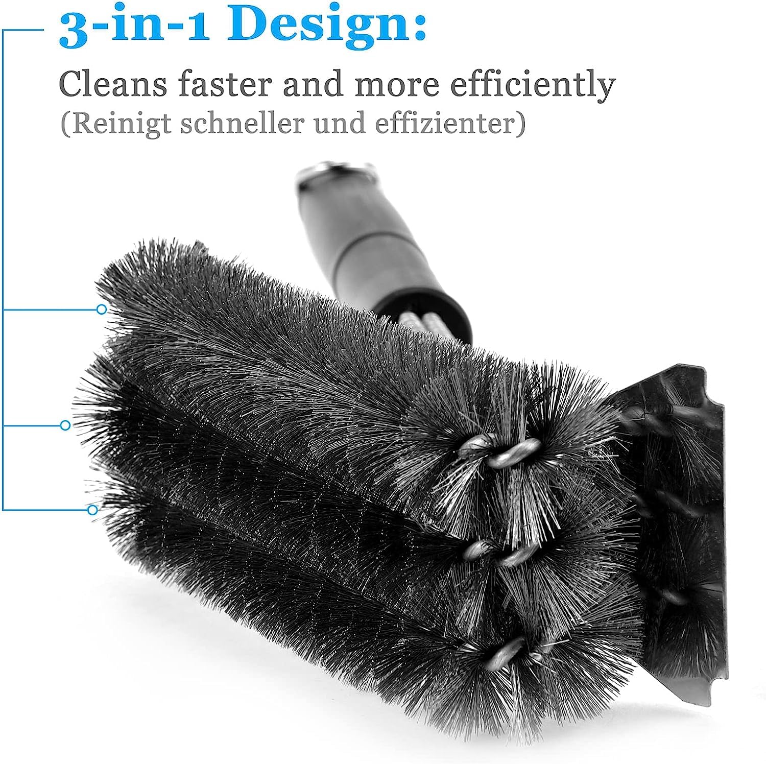 VDISRR Brosse Barbecue 3 En 1 Poils Acier Inoxydable - Nettoyage Gril Efficace