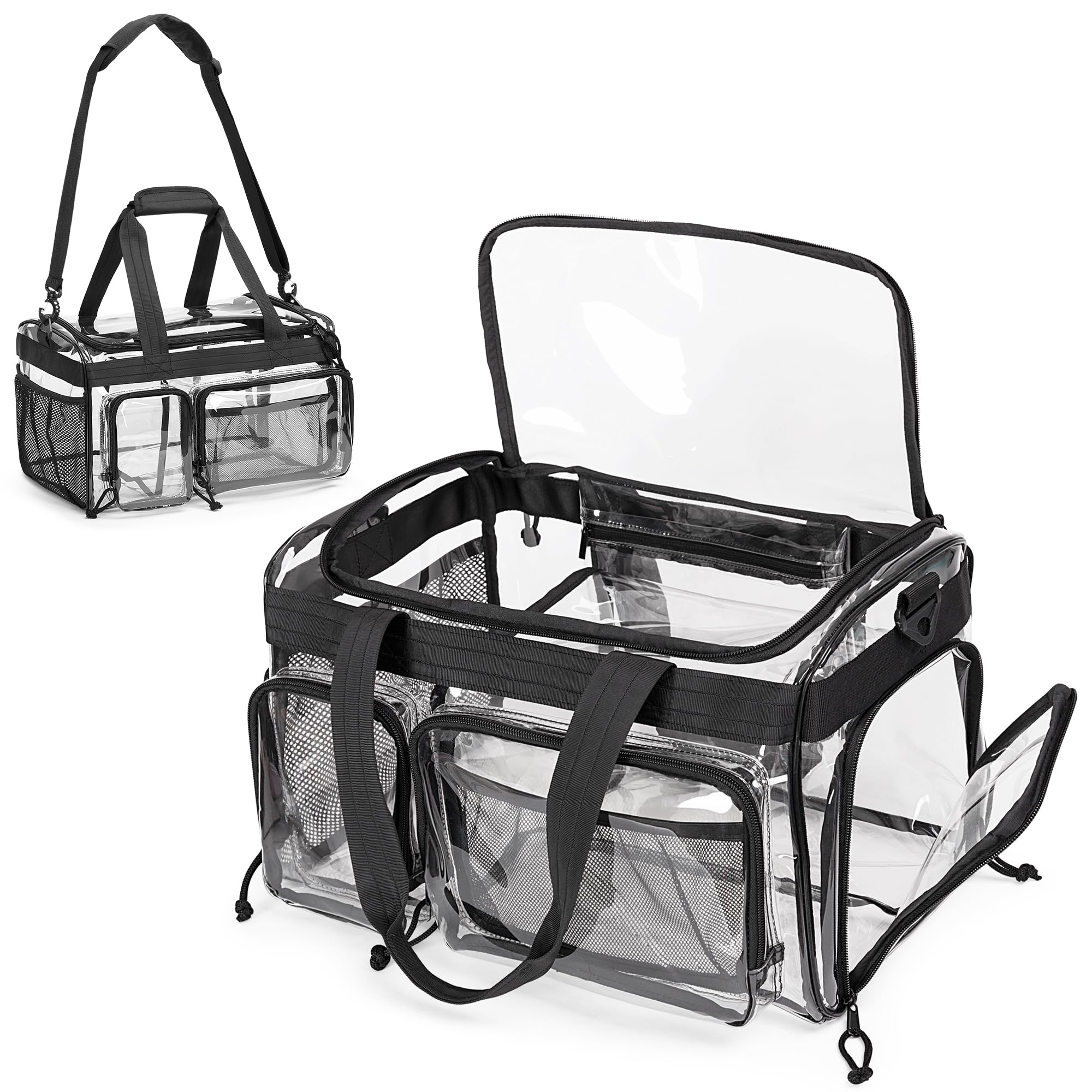 Yarwo Sac de Plage Transparent PVC Étanche avec Poche à Chaussures | Avec PVC Imperméable, Compartiment Chaussures, Plusieurs Poches et Fermeture Zippée pour Plage, Piscine et Stade