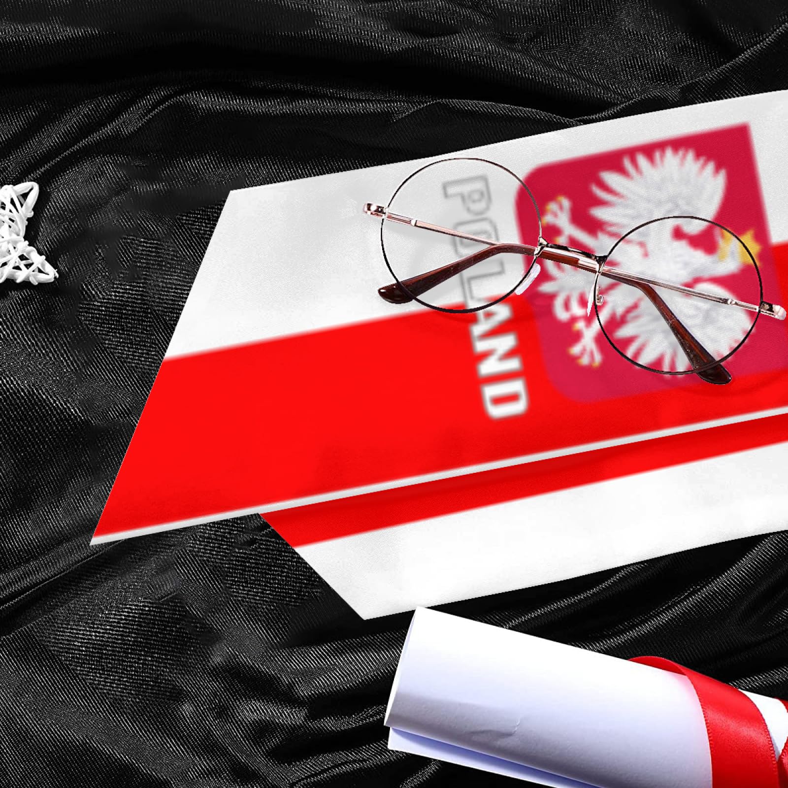 Vintage Poland Poles Flag Graduation Stole Shawl Sash for Men Women Unisex Adult Double Sided Lightweight Scarf Class of 2025 Graduate Gift for Study Aboard International Students